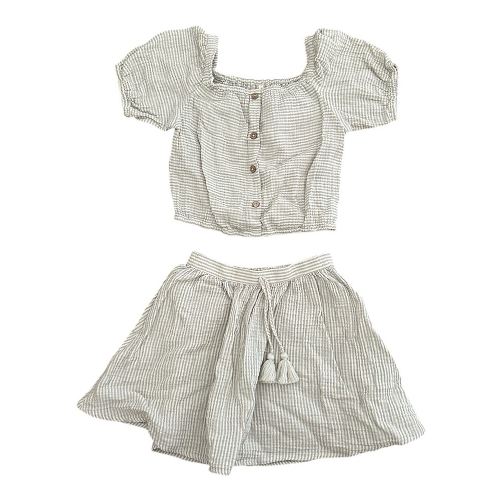 Rylee and Cru Blue Striped Skipper Top and Skirt